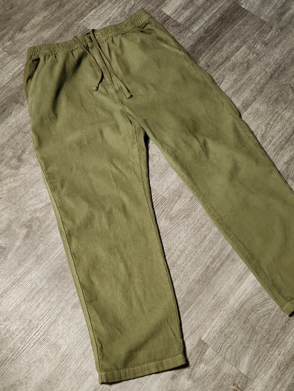 Cotton On Men's Olive Green Corduroy Drawstring Pants